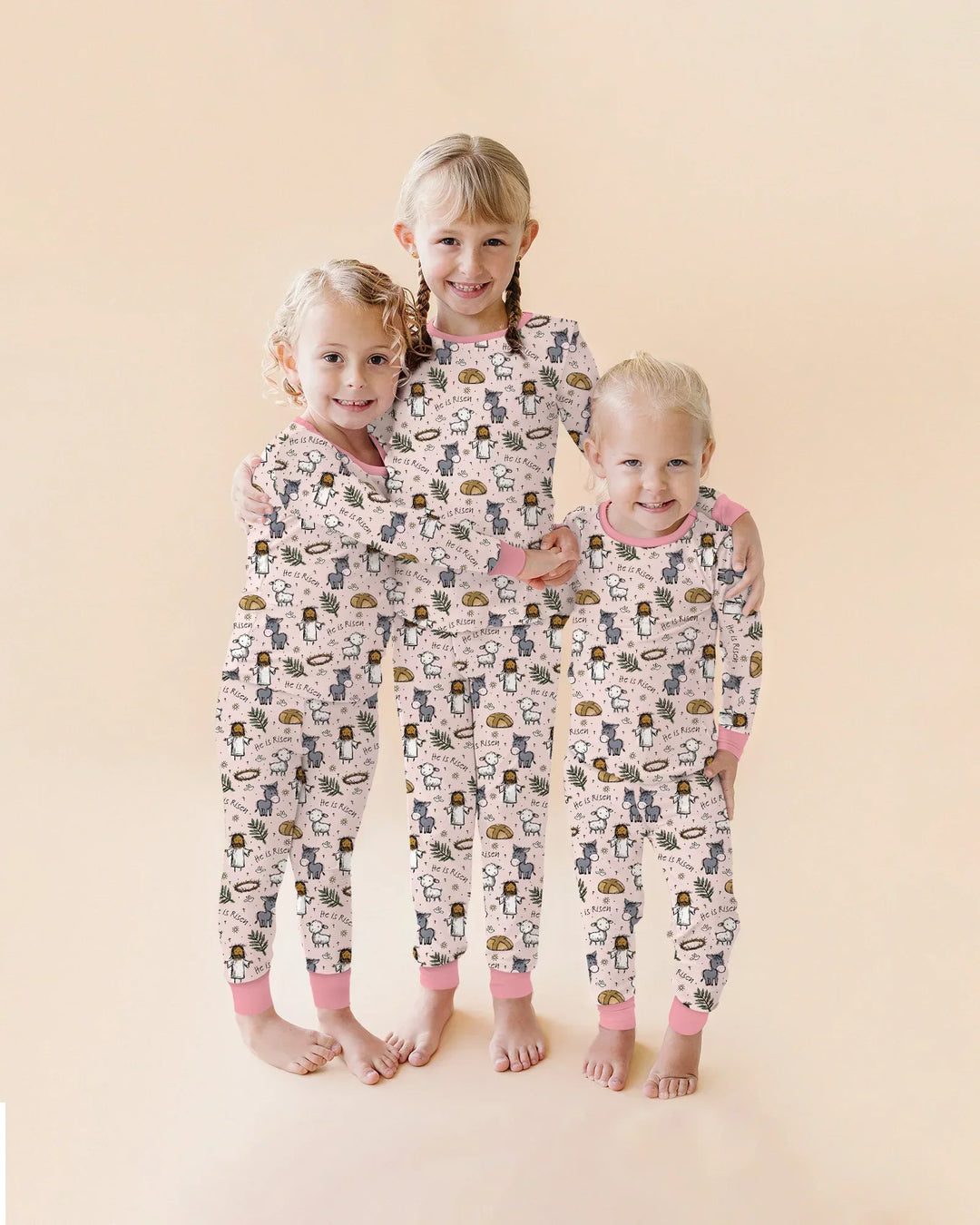 He Is Risen Easter Family Matching Bamboo Two Piece Short Sleeve Pajama Set