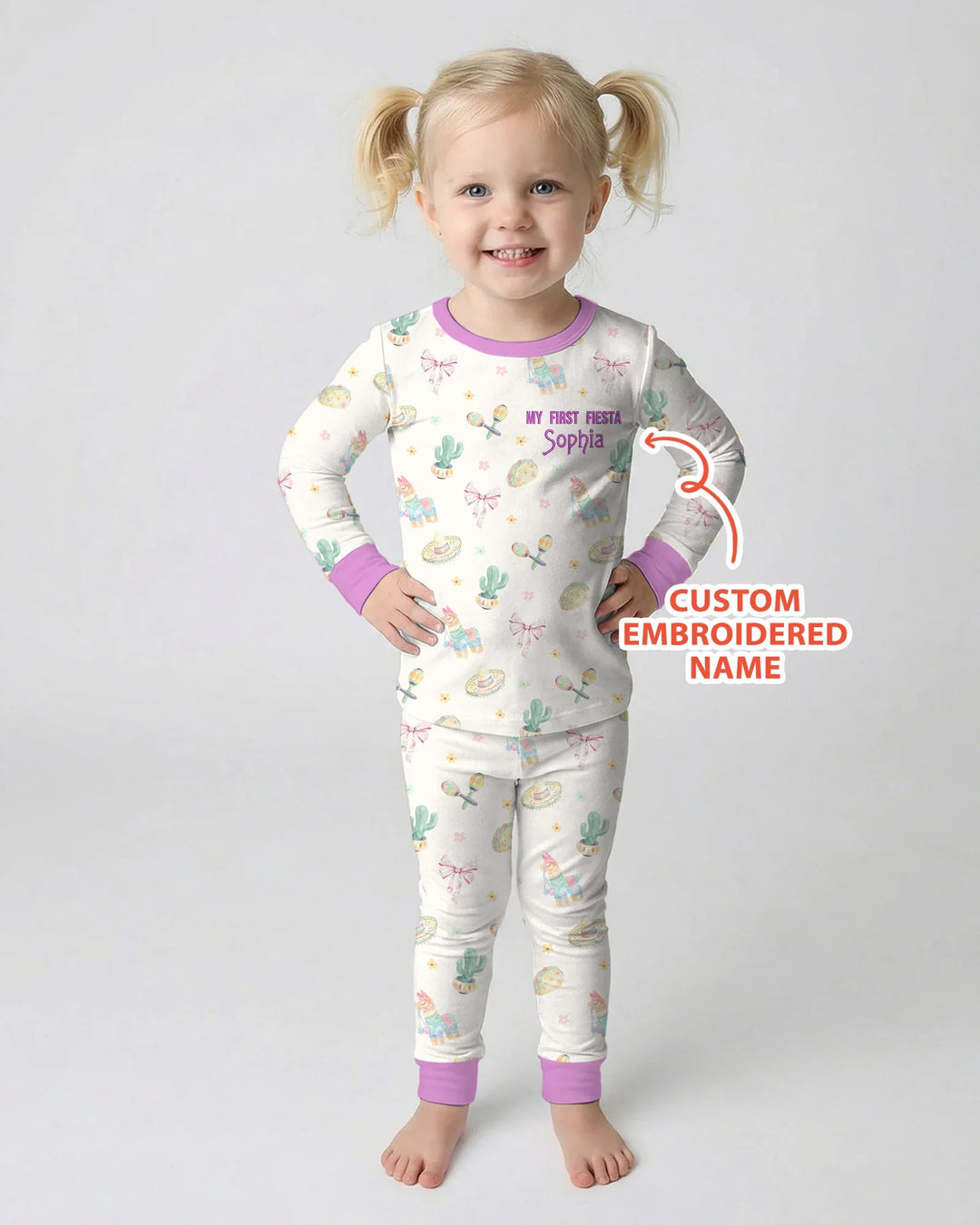 Zweiteiliges Langarm-Pyjama-Set mit Sommerfrüchten