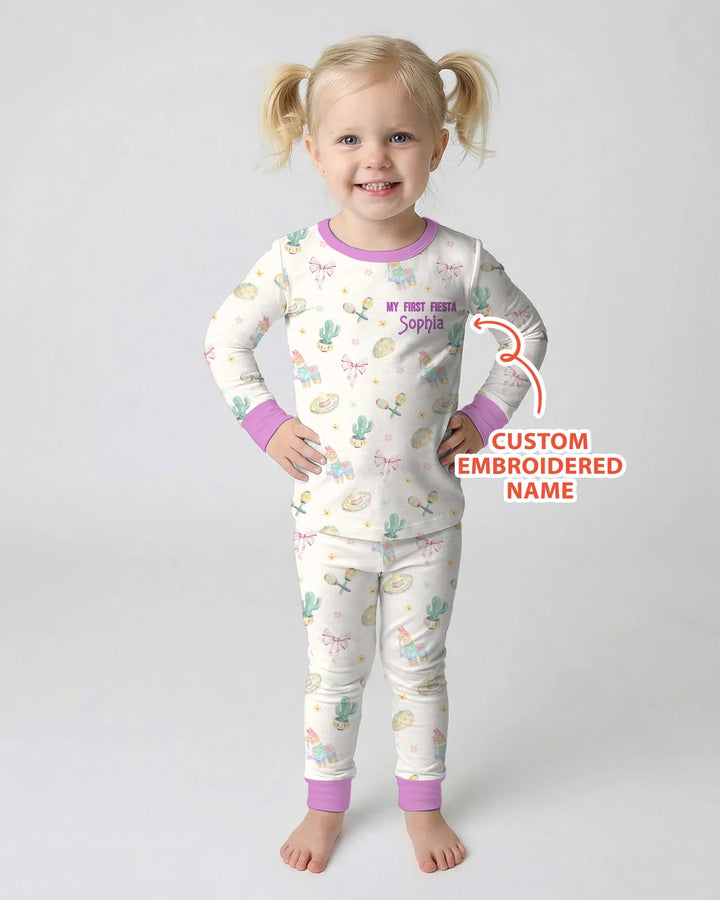 Zweiteiliges Langarm-Pyjama-Set mit Sommerfrüchten