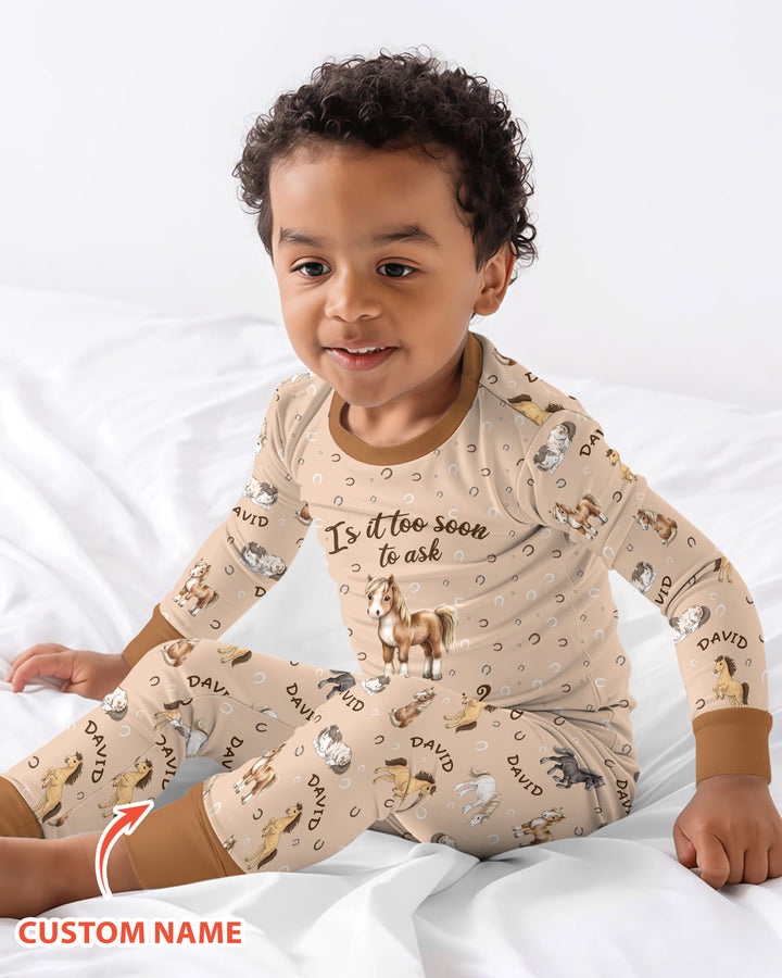 Custom Name Is It Too Soon to Ask for a Pony Bamboo Two Piece Long Sleeve Pajama Set