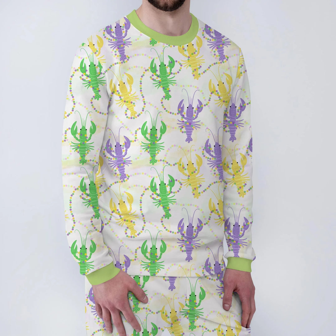 Mardi Gras Crawfish Family Matching Bamboo Men's Pajama Set
