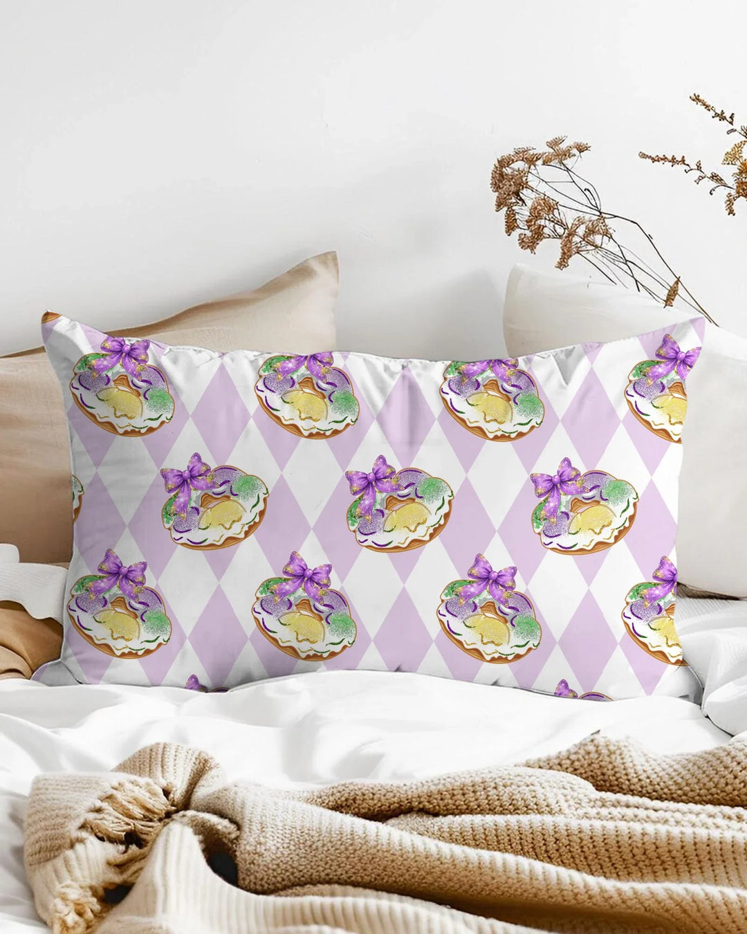 Mardi Gras Donut Bamboo Pillow Case