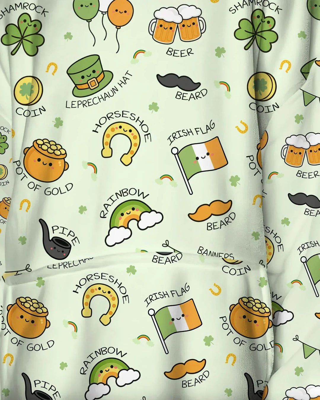 Kawaii St. Patrick's Day Tragbarer Bambus-Decken-Hoodie