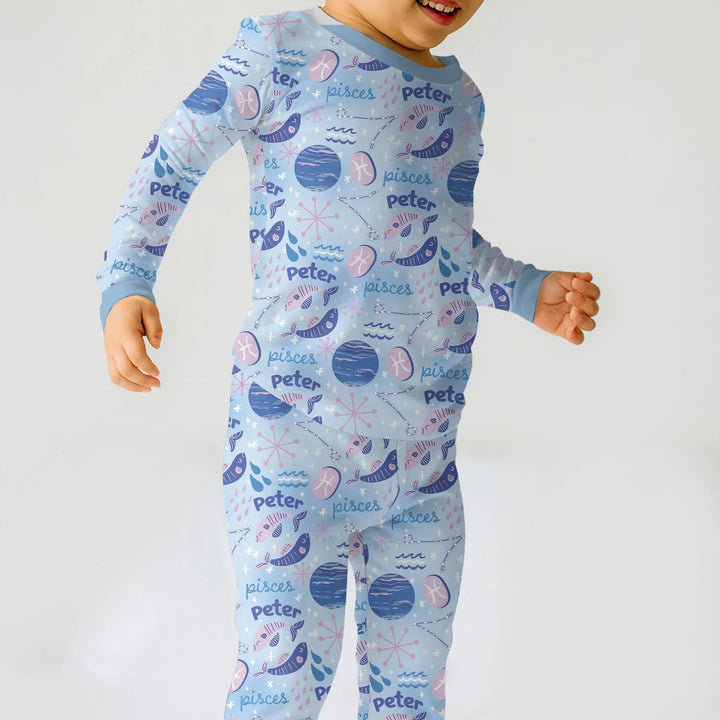 Zweiteiliges Langarm-Pyjama-Set mit Sommerfrüchten