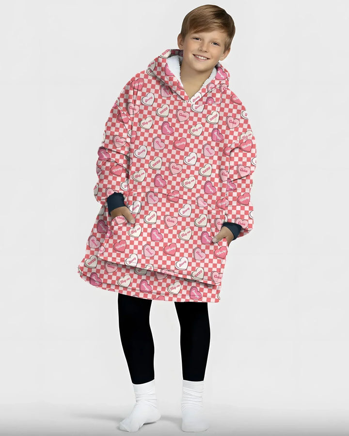 Valentins-Kapuzenpullover aus Bambusdecke mit Herzmuster