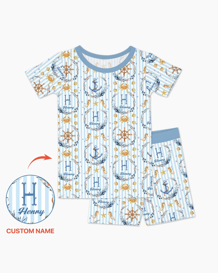 Zweiteiliges Pyjama-Set mit kurzen Ärmeln und Shorts im Sommer-Design