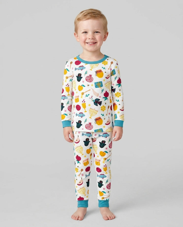 Zweiteiliges Langarm-Pyjama-Set mit Sommerfrüchten