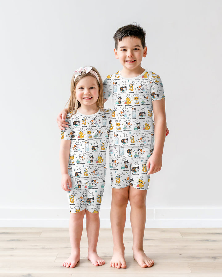 Biochemistry Cat Bamboo Two Piece Short Sleeve Shorts Pajama Set