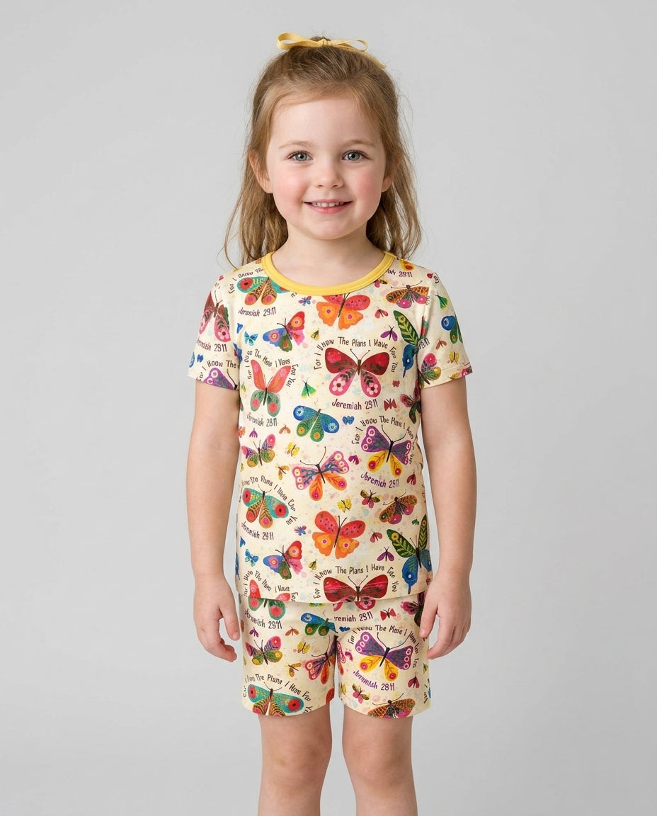 Schlafanzug-Set zweiteilig, kurze Ärmel, kurze Hose, Bambus