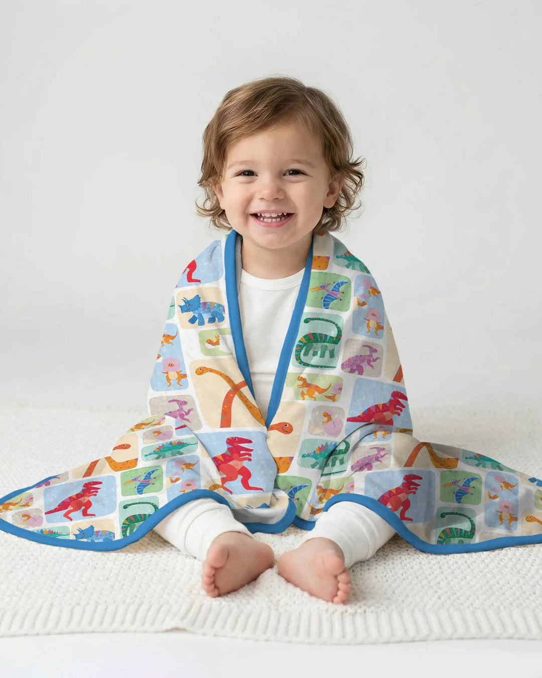 Rainbow Dino Friends Family Matching Bamboo Blanket