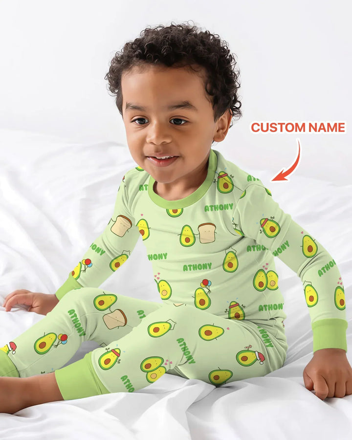 Zweiteiliges Langarm-Pyjama-Set mit Sommerfrüchten