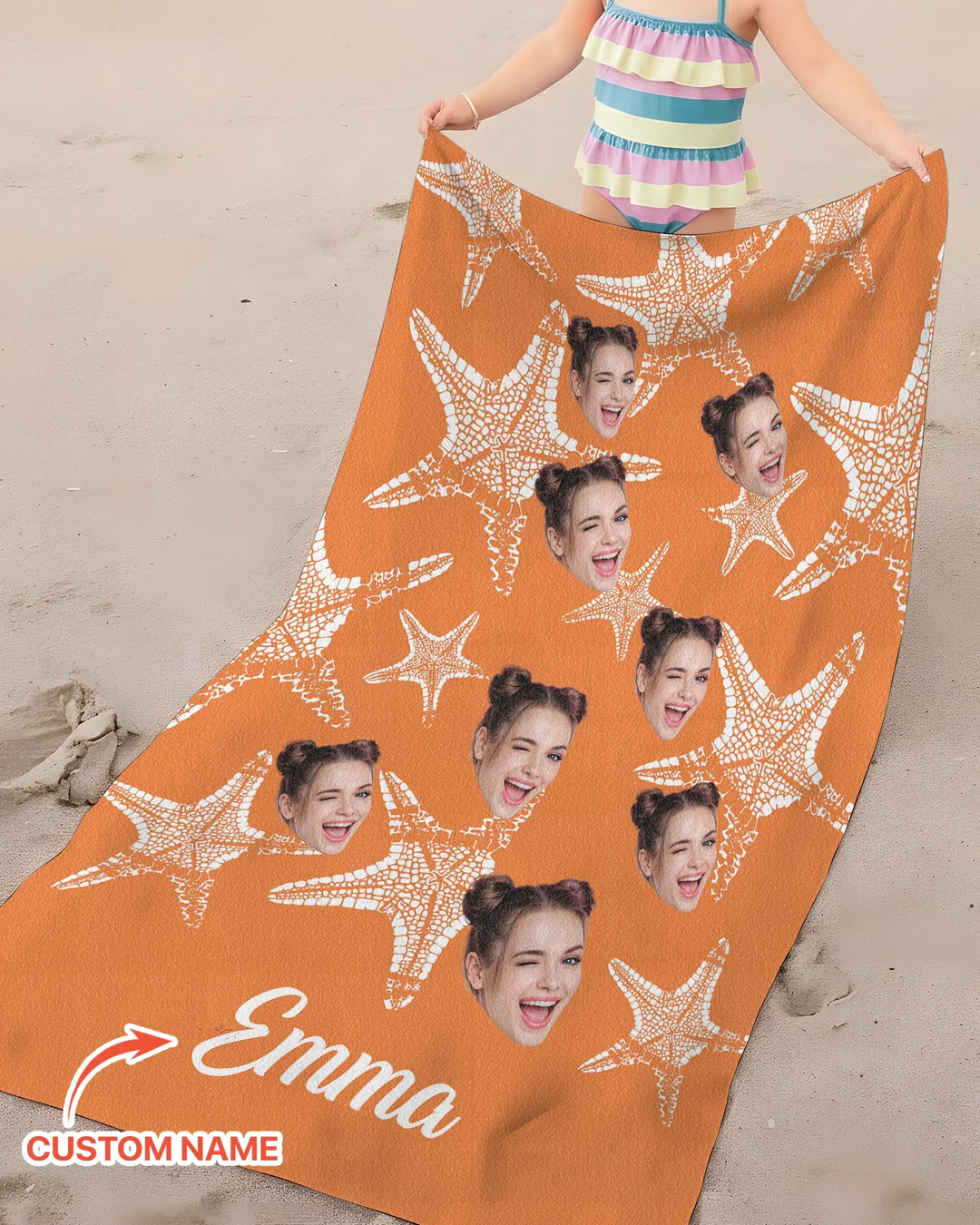 Personalisiertes Seestern-Bambus-Strandtuch mit Namen