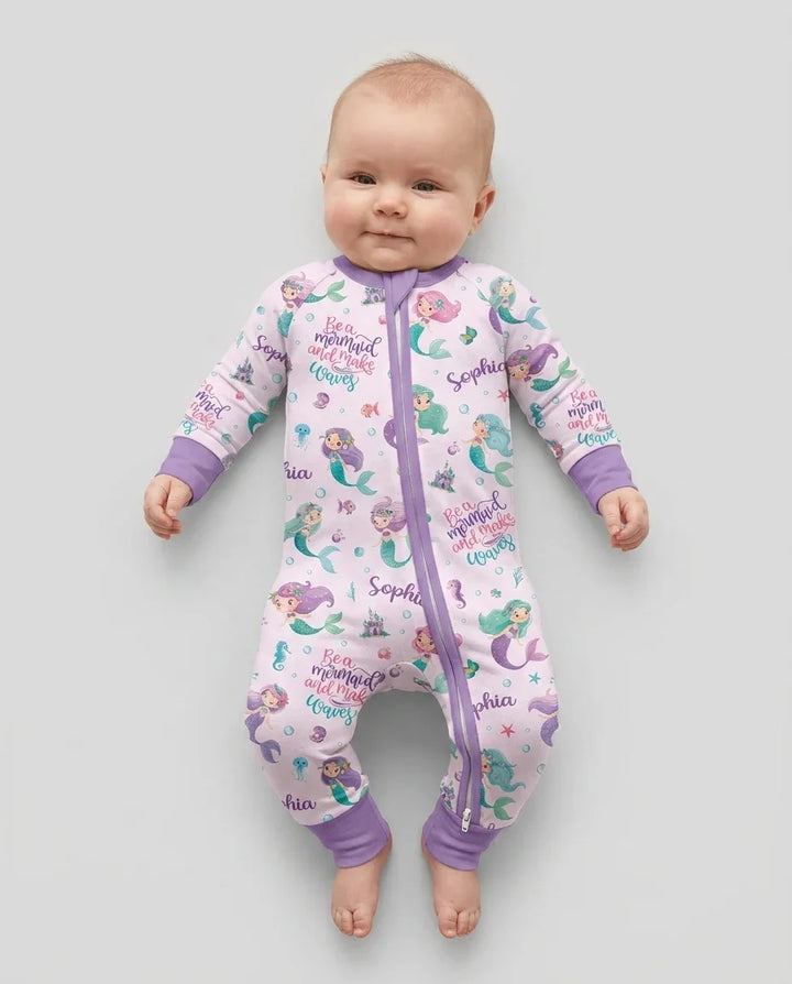 Custom Name Mermaid Make Waves Bamboo Convertible Zippy