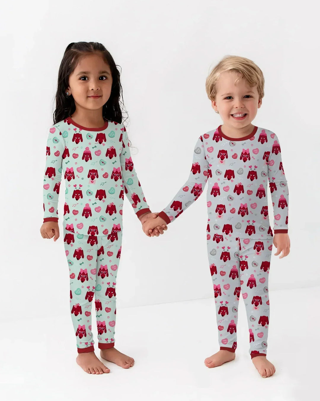 Dachshund Is My Valentine Schlafanzug-Set aus Bambus für Damen