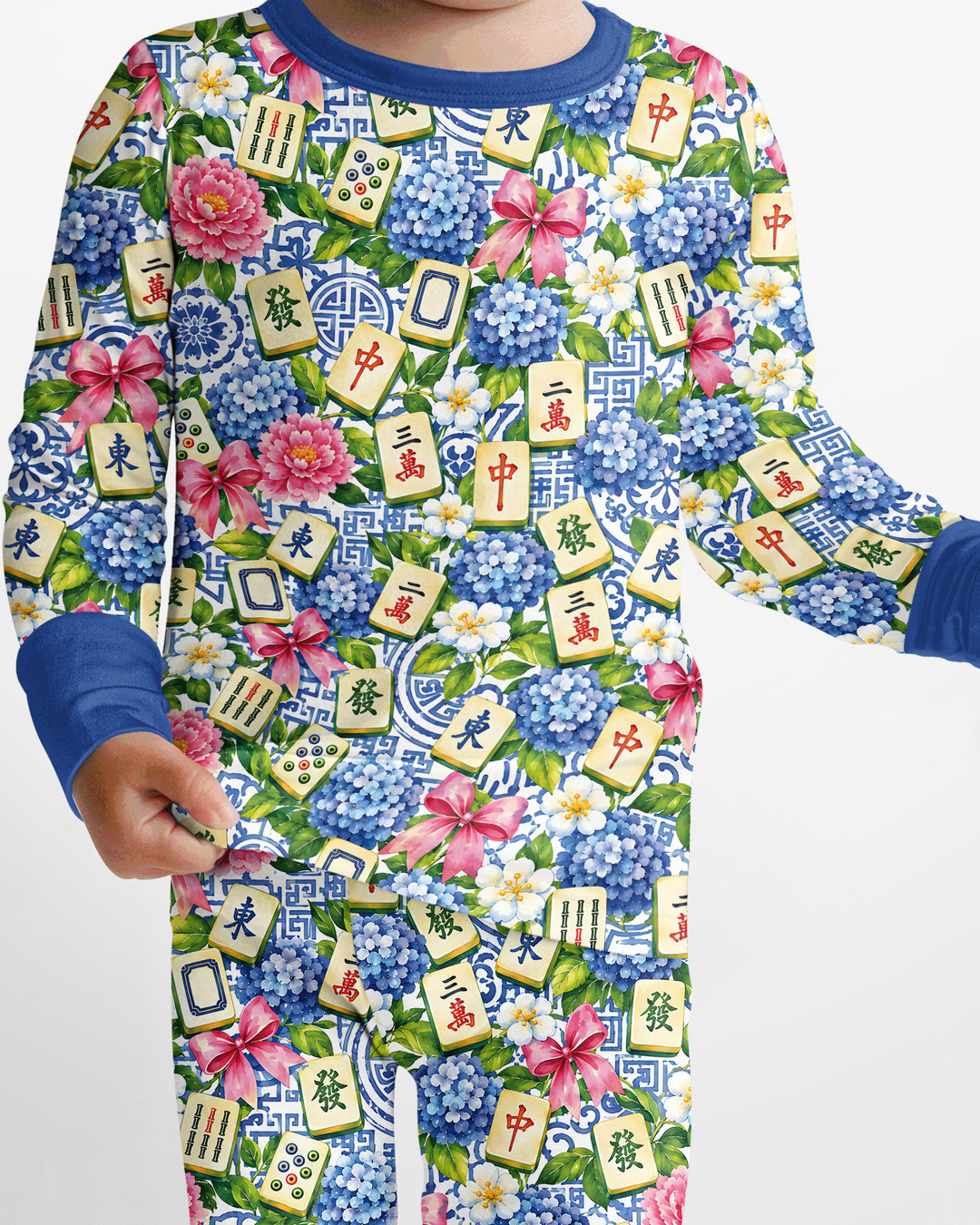 Mahjong in Bloom Bamboo Two Piece Long Sleeve Pajama Set