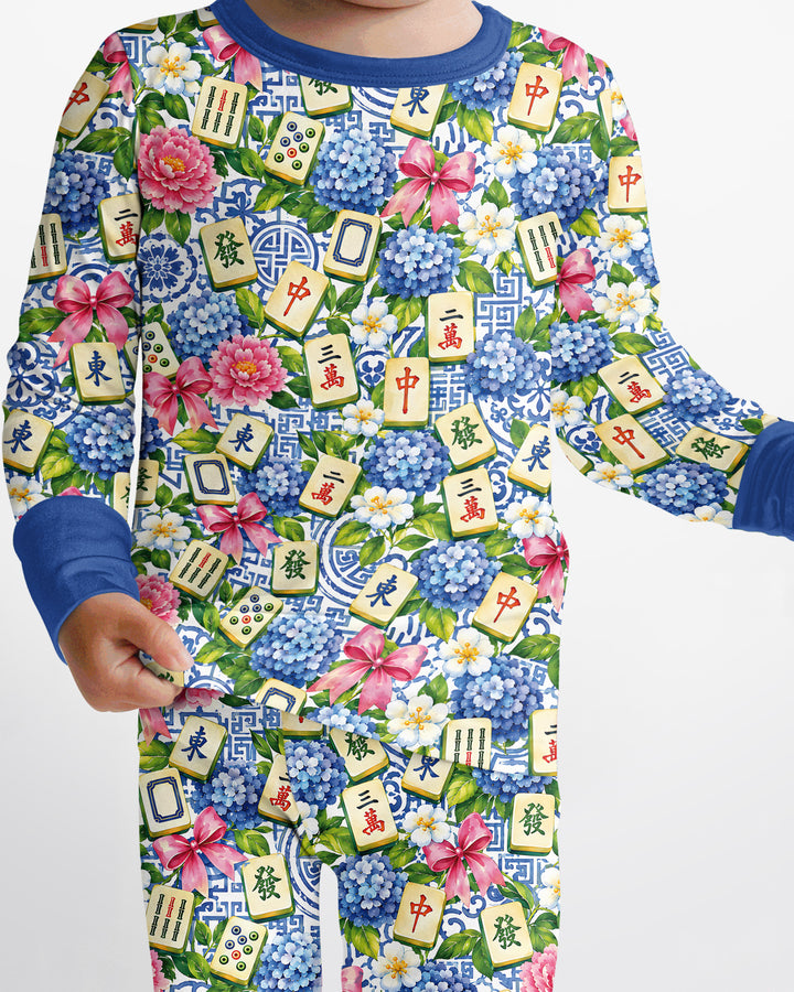 Mahjong in Bloom Bamboo Two Piece Long Sleeve Pajama Set