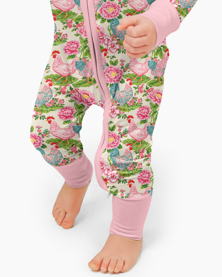 Chicken and Peony Mommy And Me Matching Bamboo Convertible Zippy