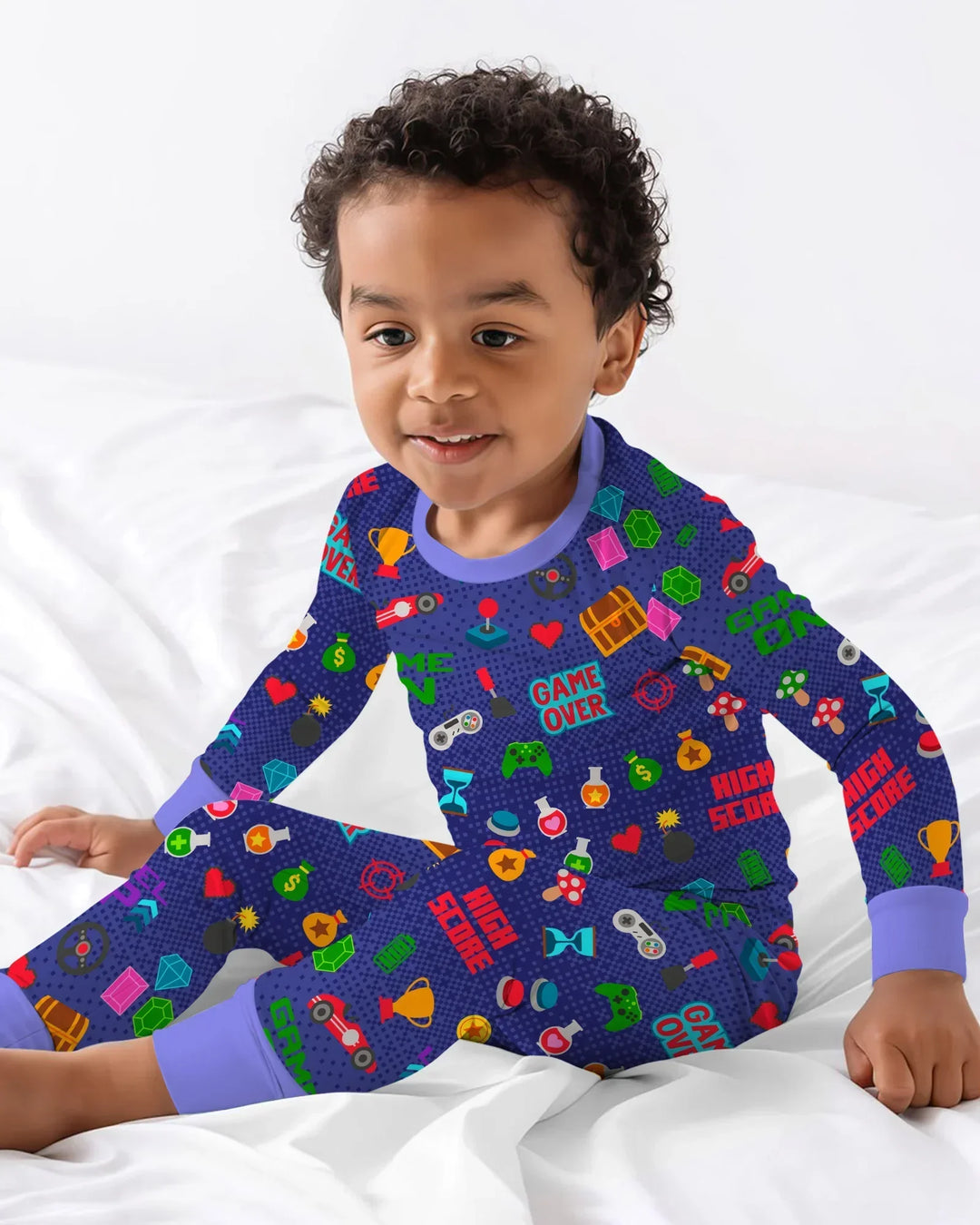 Zweiteiliges Langarm-Pyjama-Set mit Sommerfrüchten