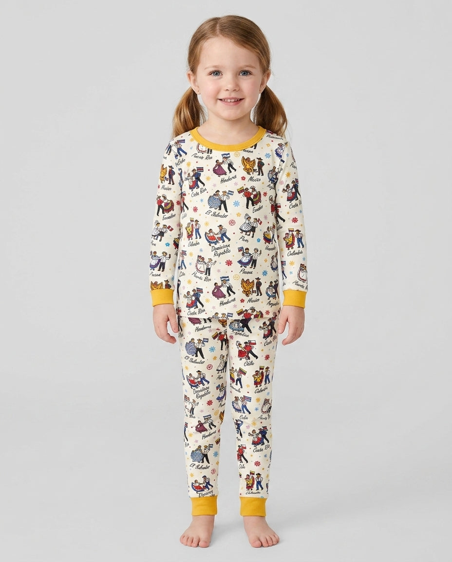 Zweiteiliges Langarm-Pyjama-Set mit Sommerfrüchten