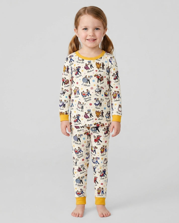 Zweiteiliges Langarm-Pyjama-Set mit Sommerfrüchten