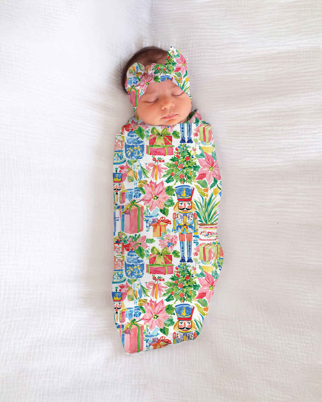 Watercolor Nutcracker Holiday Bamboo Swaddle Blanket