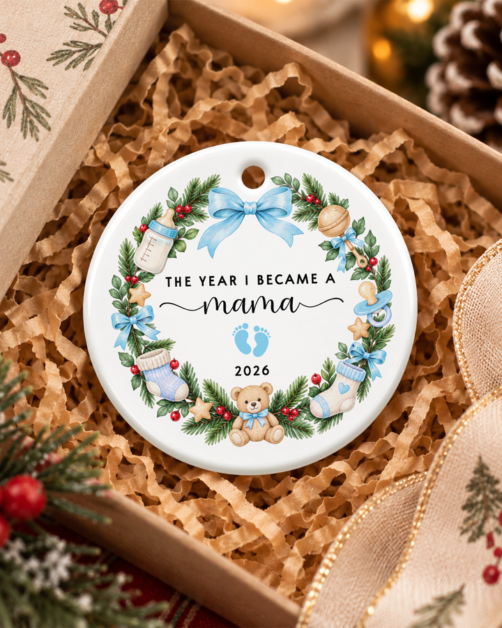 The Year I Became Mama Ceramic Ornament