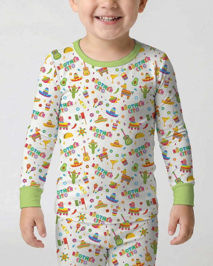 Zweiteiliges Langarm-Pyjama-Set mit Sommerfrüchten