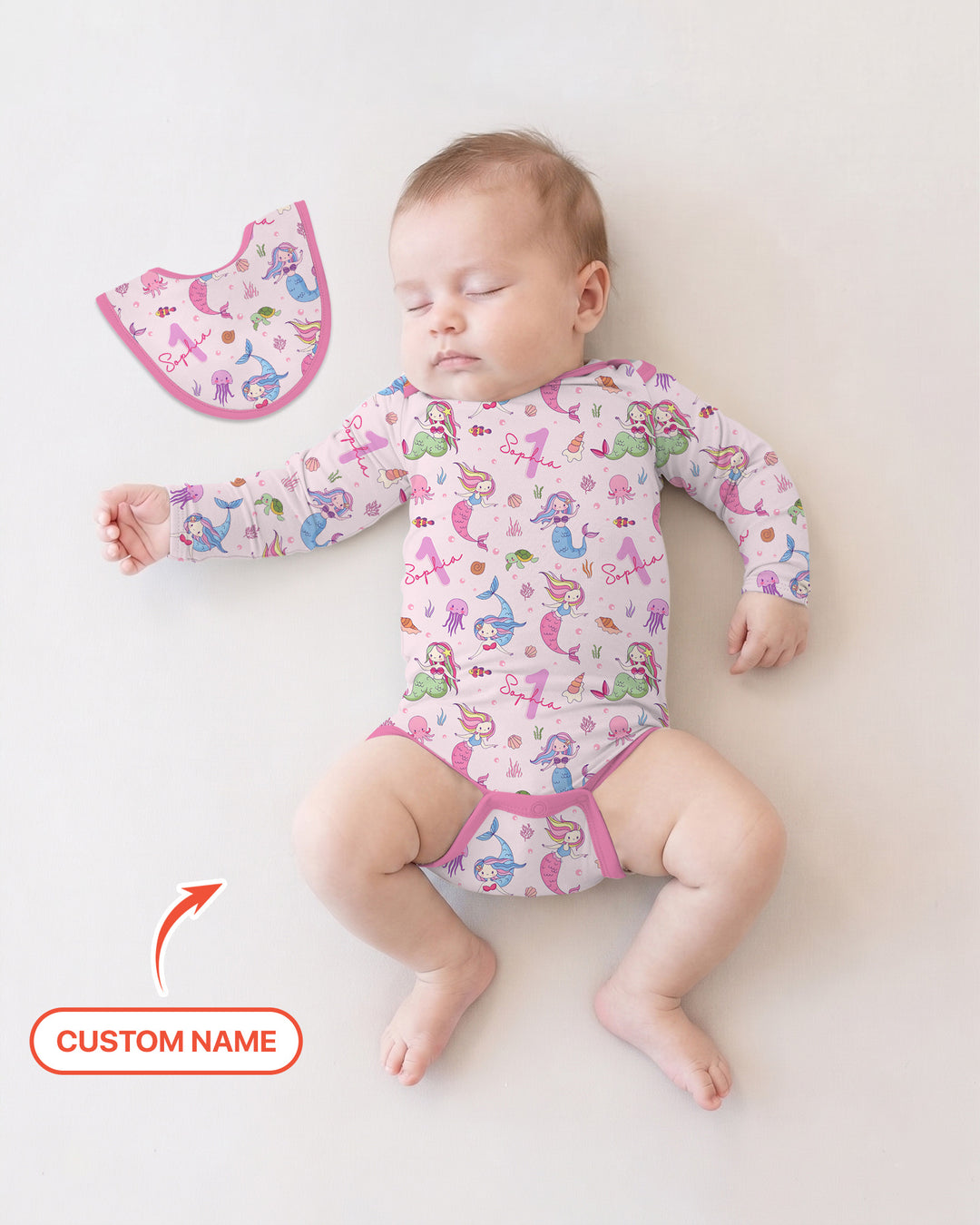 Custom Name Birthday Mermaid Wild One Bamboo Bodysuit