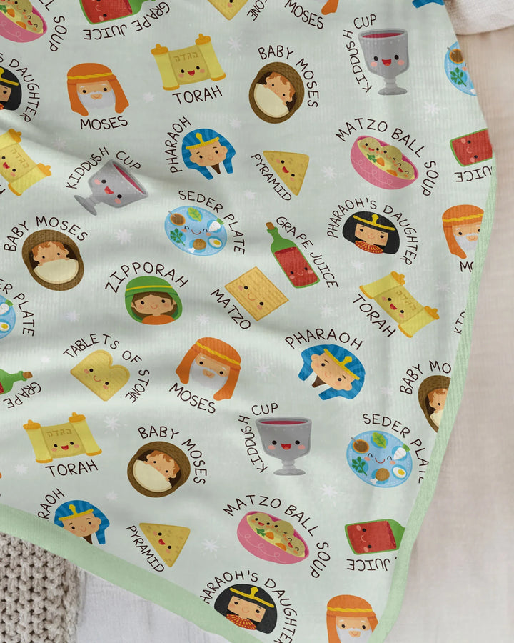 Cute Passover Characters Bamboo Blanket