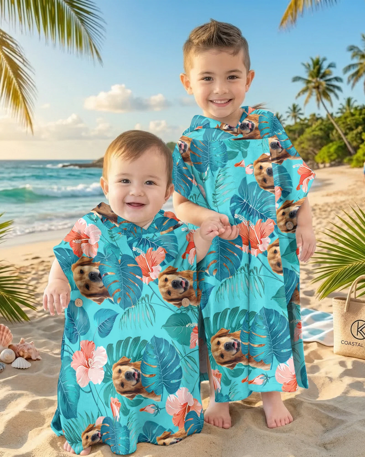 Hawaiianischer Badeponcho für Hunde aus Bambus mit individuellem Foto