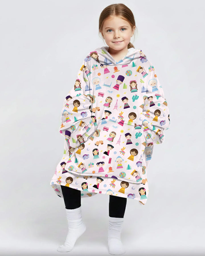 Tiny Friends Around the World Tragbarer Bambus-Deckenhoodie