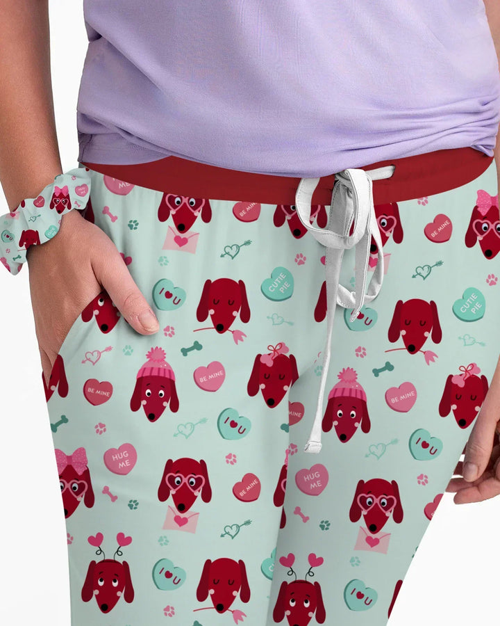 Dachshund Is My Valentine Schlafanzug-Set aus Bambus für Damen