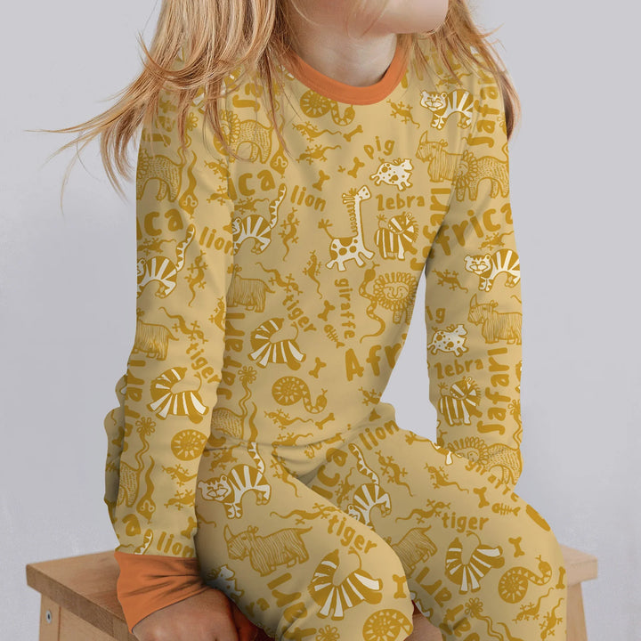 Zweiteiliges Langarm-Pyjama-Set mit Sommerfrüchten