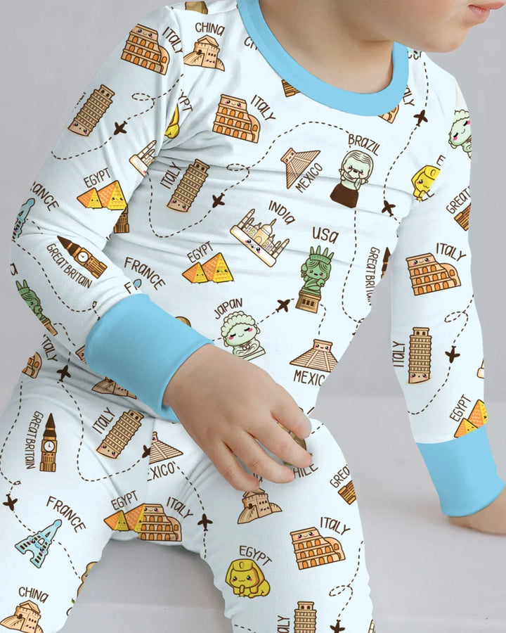 Zweiteiliges Langarm-Pyjama-Set mit Sommerfrüchten