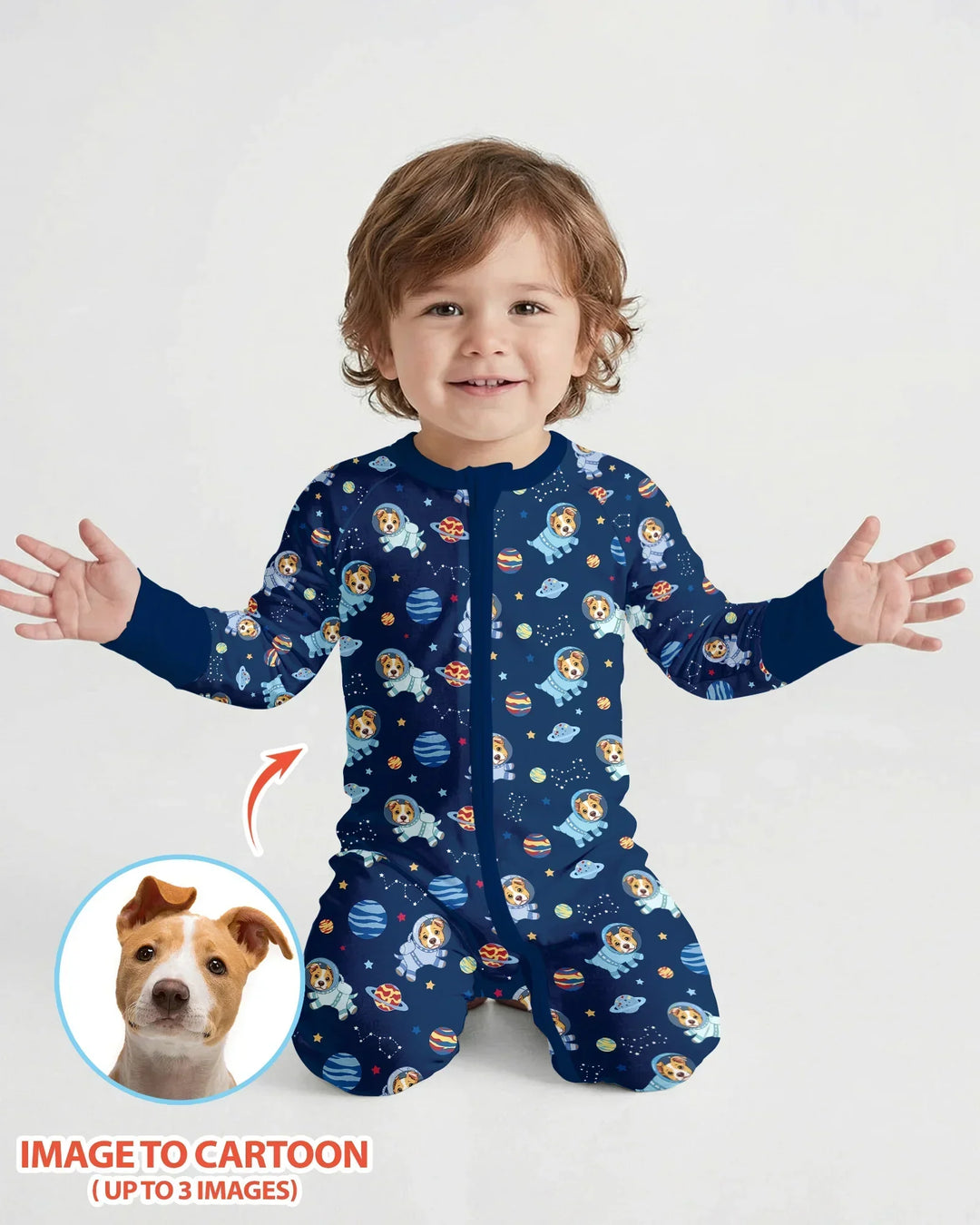 Astronaut Custom Pet Image Family Matching Bamboo Convertible Zippy