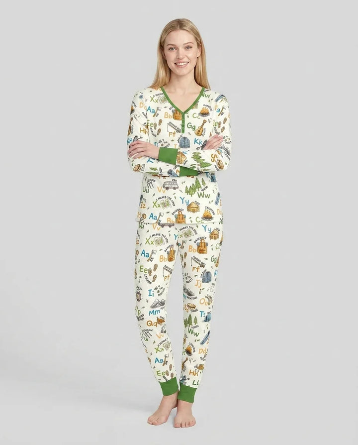 Adventure Alphabet ABCs Summer Camp Bamboo Women Pajama Set