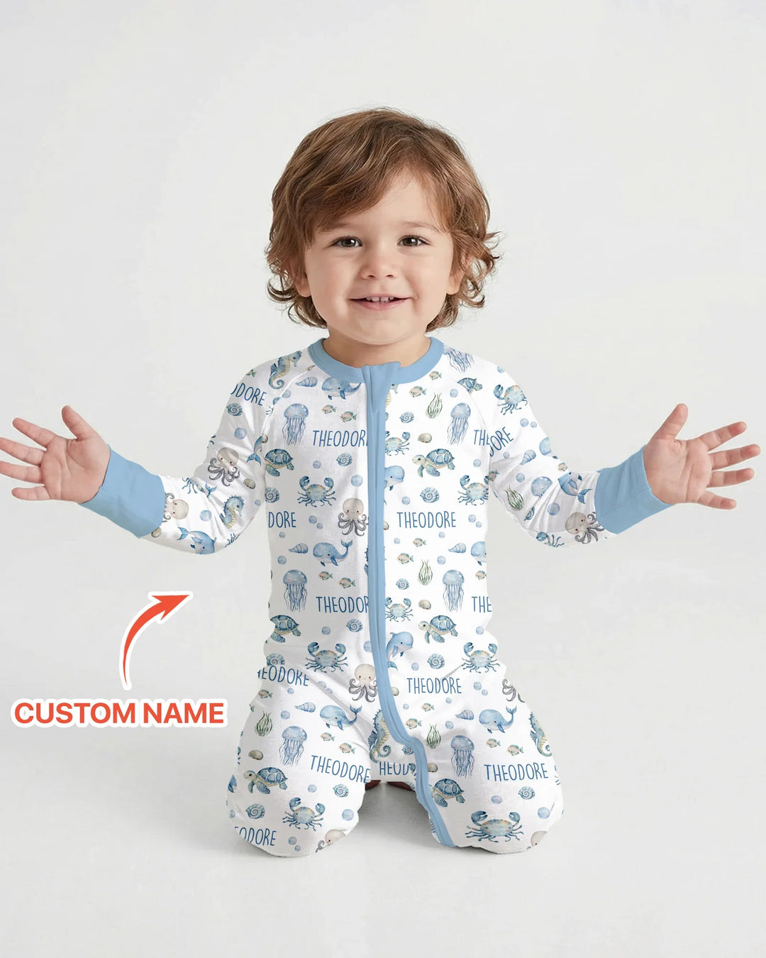 Custom Name Ocean Friends  Bamboo Convertible Zippy