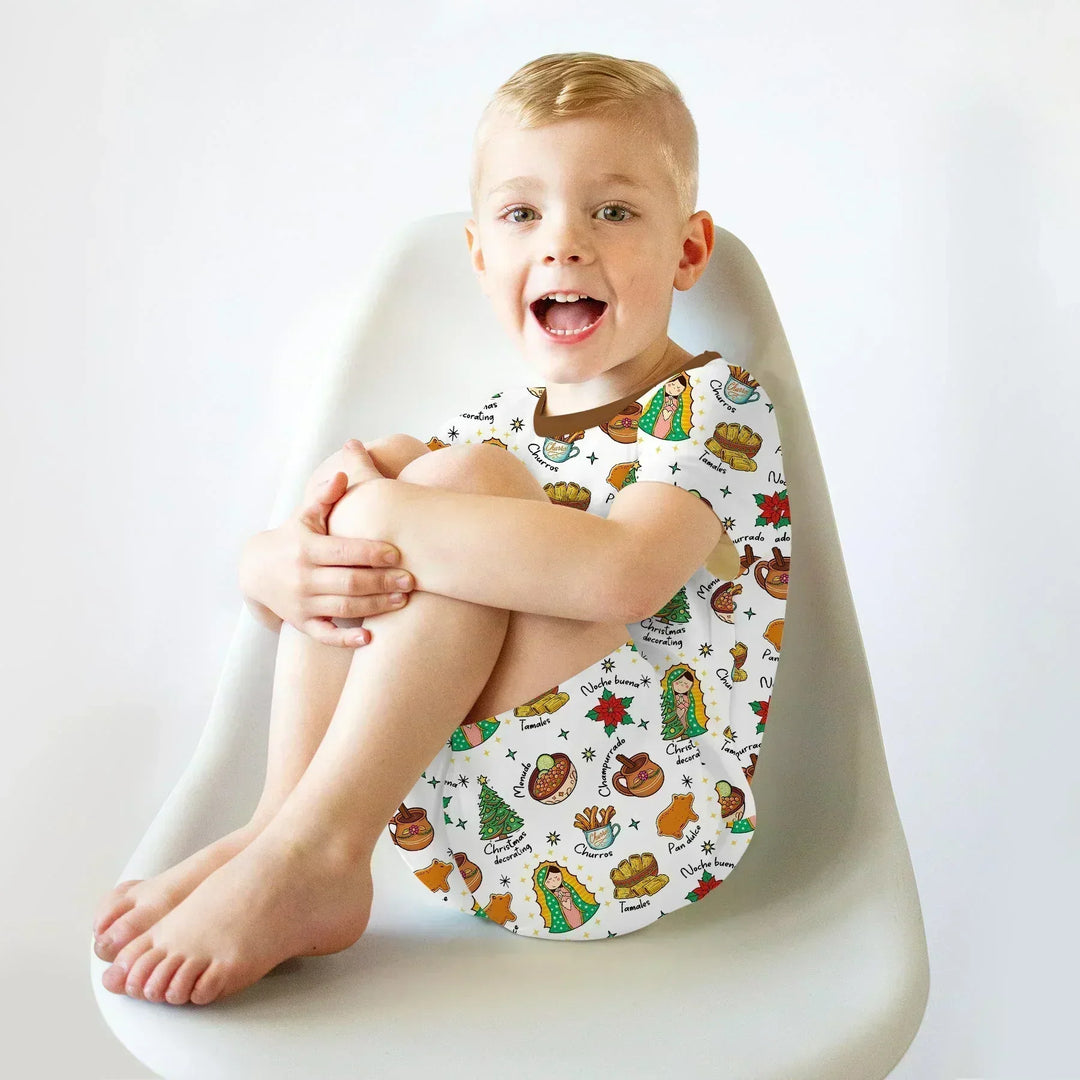 Template Zweiteiliges Pyjama-Set mit kurzen Ärmeln und Shorts