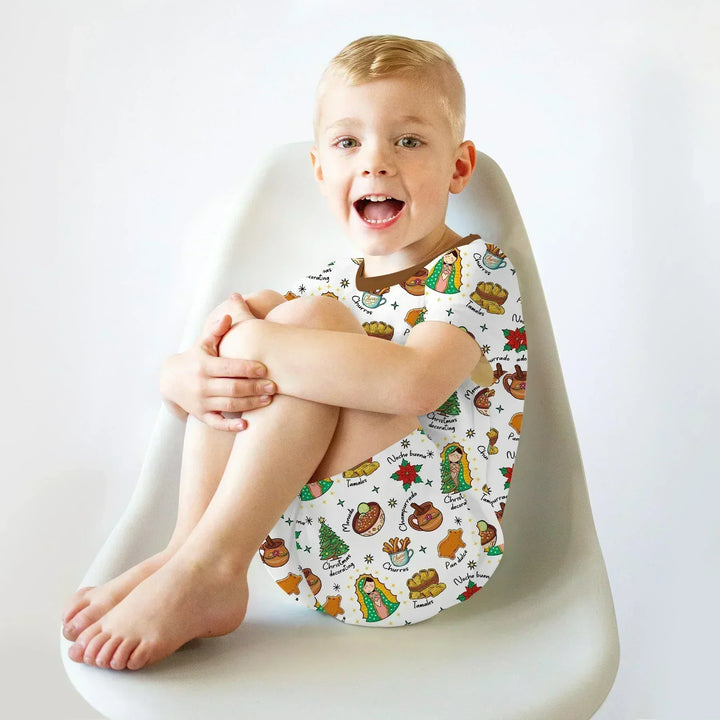 Template Zweiteiliges Pyjama-Set mit kurzen Ärmeln und Shorts