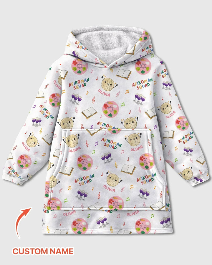 Custom Name Passover Afikoman Squad Bamboo Blanket Hoodie