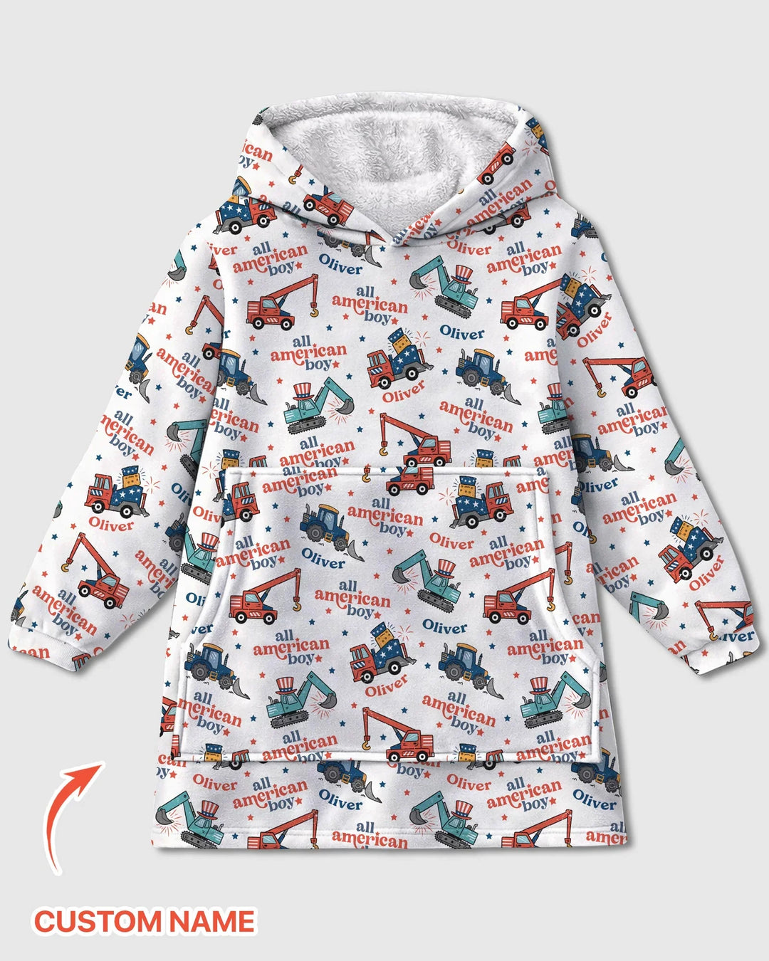 Personalisierbare All-American Boy Bambus-Decken-Kapuzenpullover