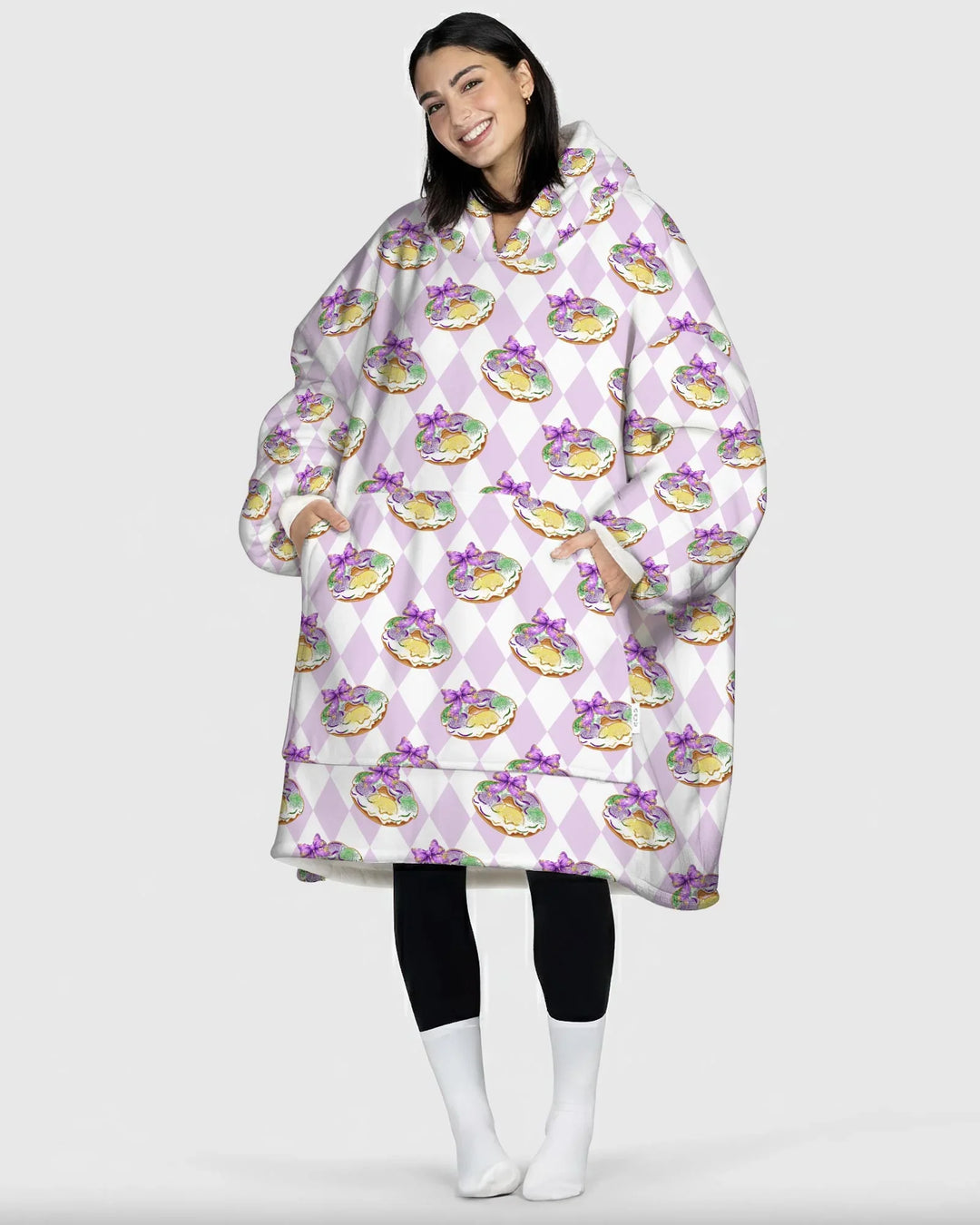 Mardi Gras Donut Tragbarer Bambus-Decken-Hoodie