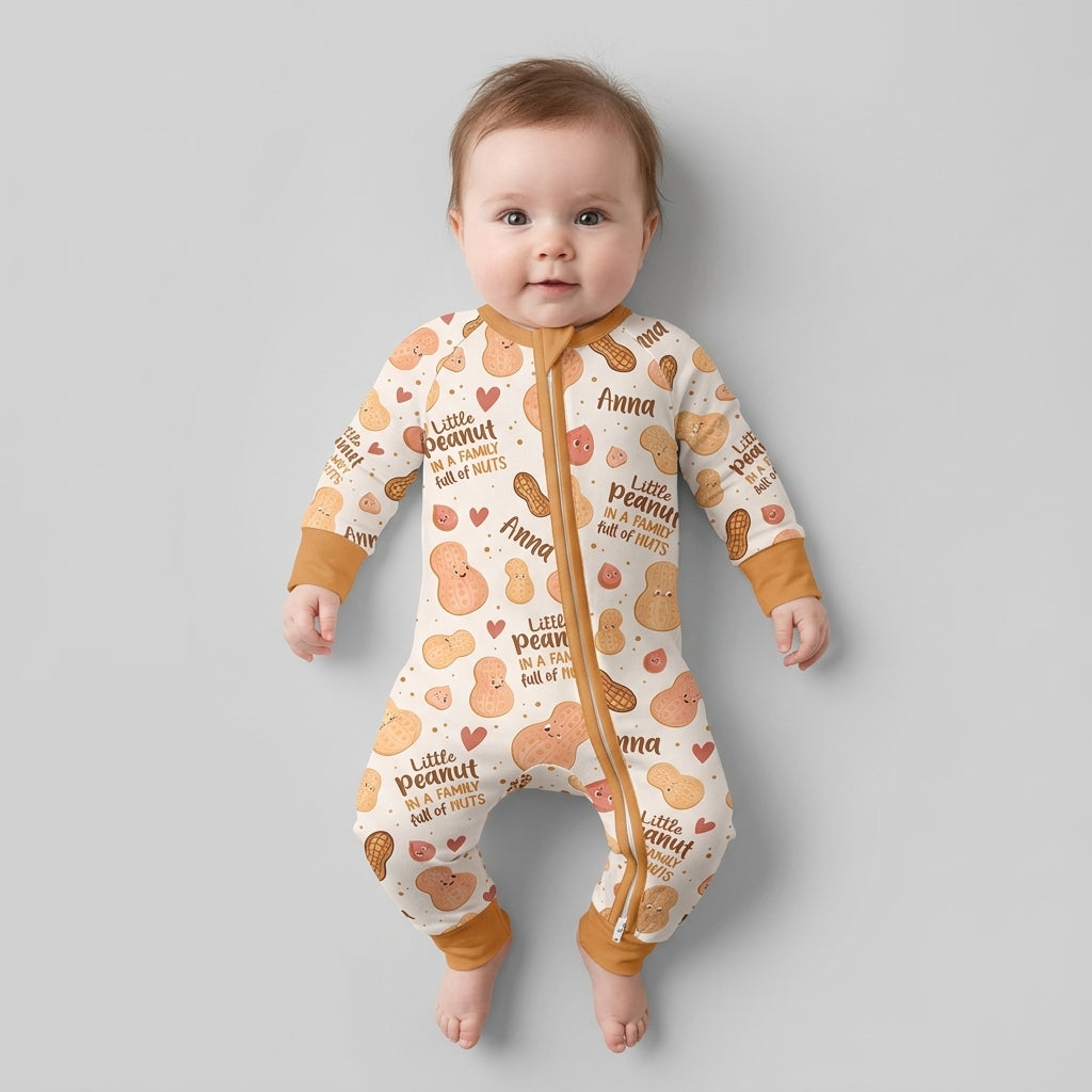 Custom Name Little Peanut In A Family Full Of Nuts Bamboo Convertible Zippy