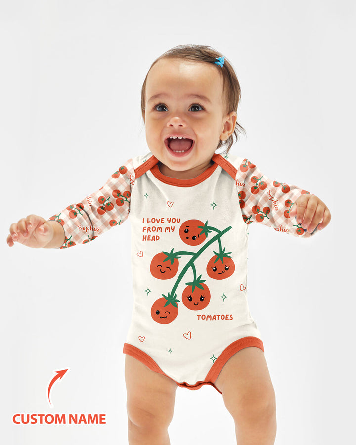I Love You From My Head Tomatoes Custom Name Bamboo Bodysuit