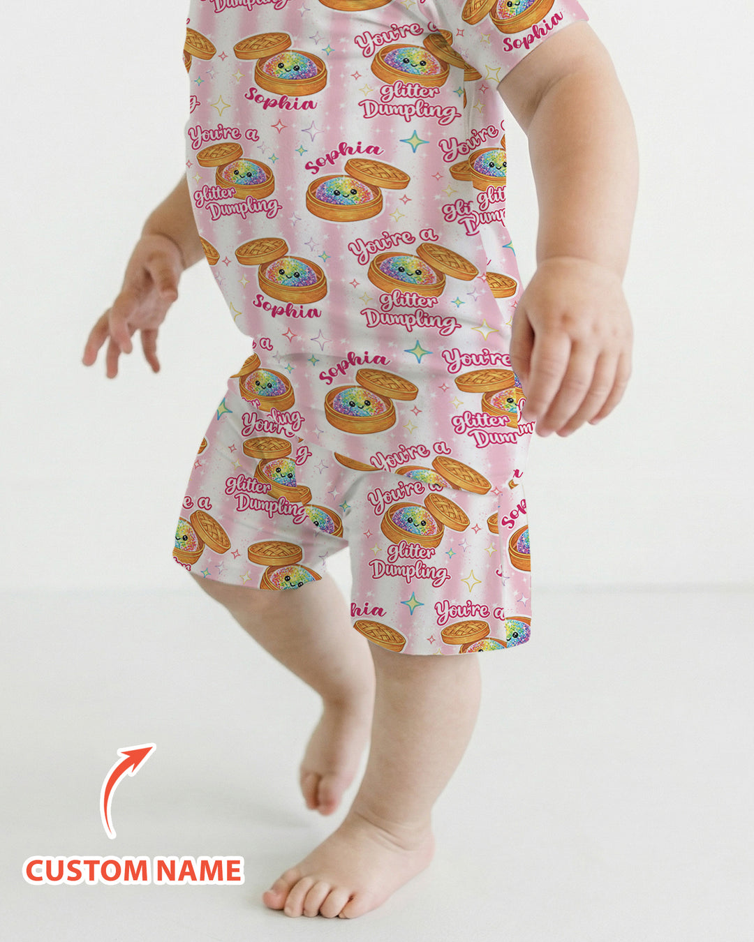 Personalized You're Glitter Dumpling Bamboo Two Piece Short Sleeve Shorts Pajama Set