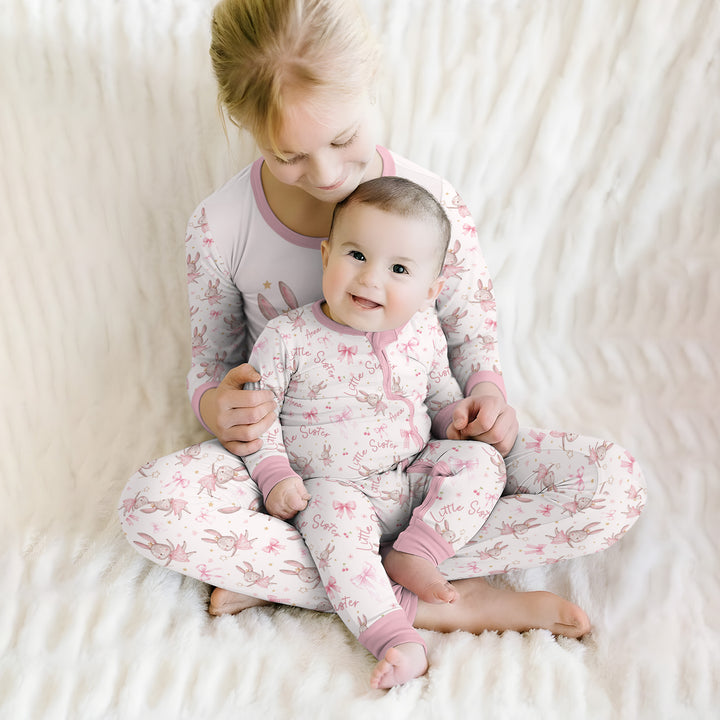 Bunny Wishes Sister Matching Bamboo Convertible Zippy