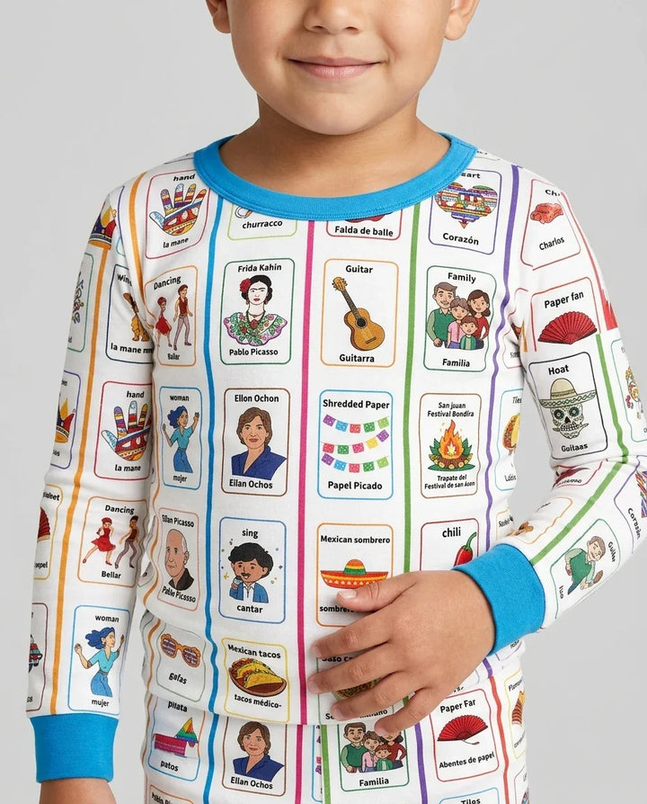 Zweiteiliges Langarm-Pyjama-Set mit Sommerfrüchten