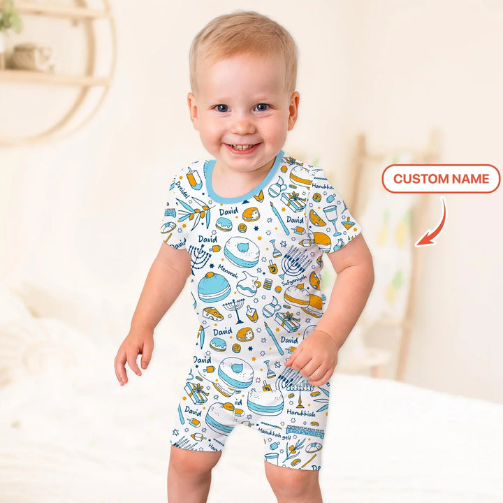 Zweiteiliges Pyjama-Set mit kurzen Ärmeln und Shorts im Sommer-Design
