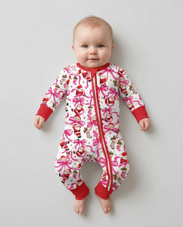 Pink Christmas Santa Bows Bamboo Convertible Zippy