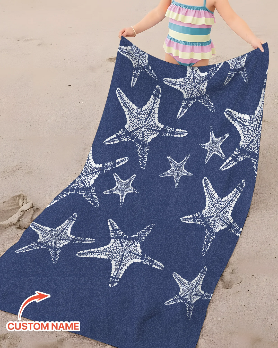 Personalisiertes Seestern-Bambus-Strandtuch mit Namen